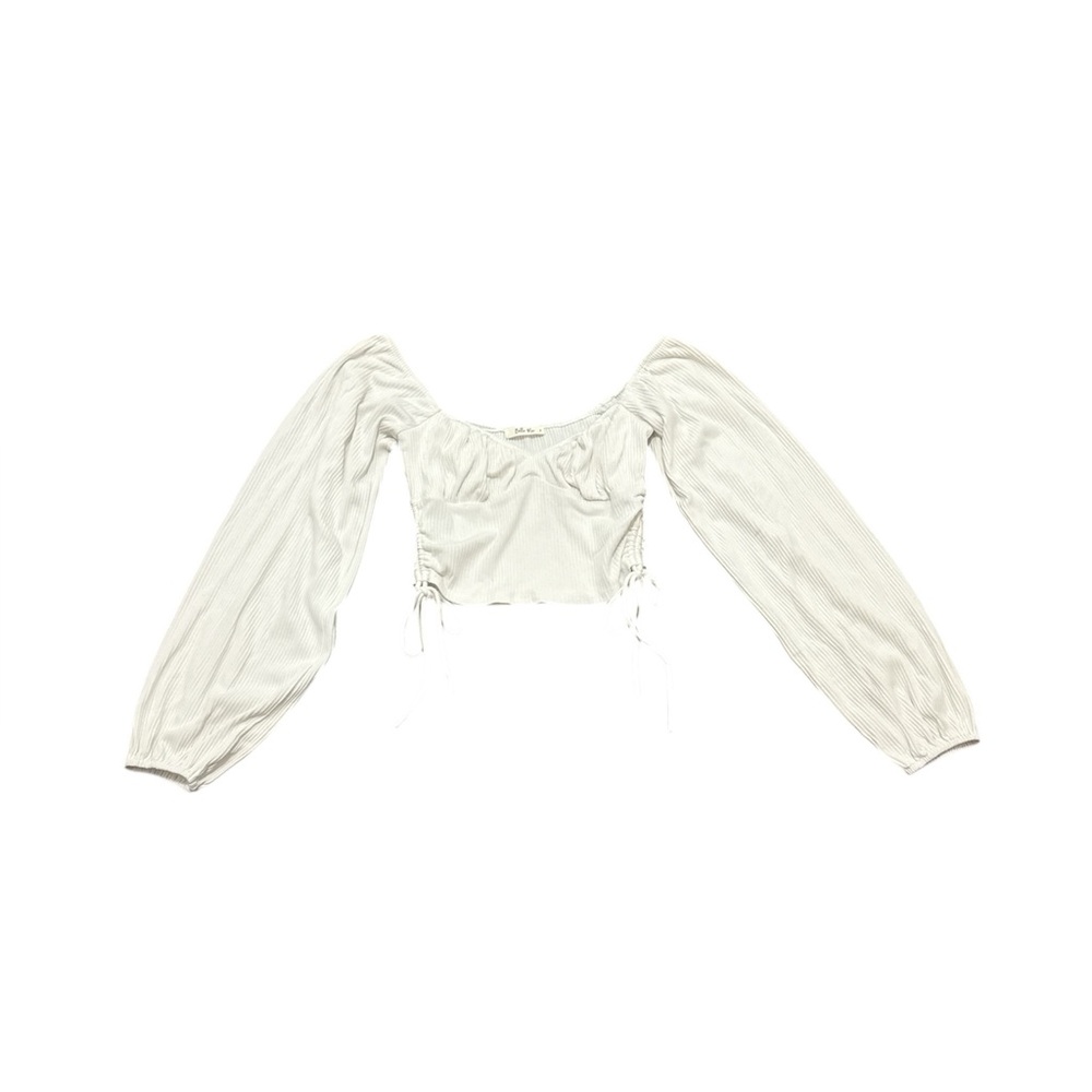 Boutique white long sleeve bustier crop top
